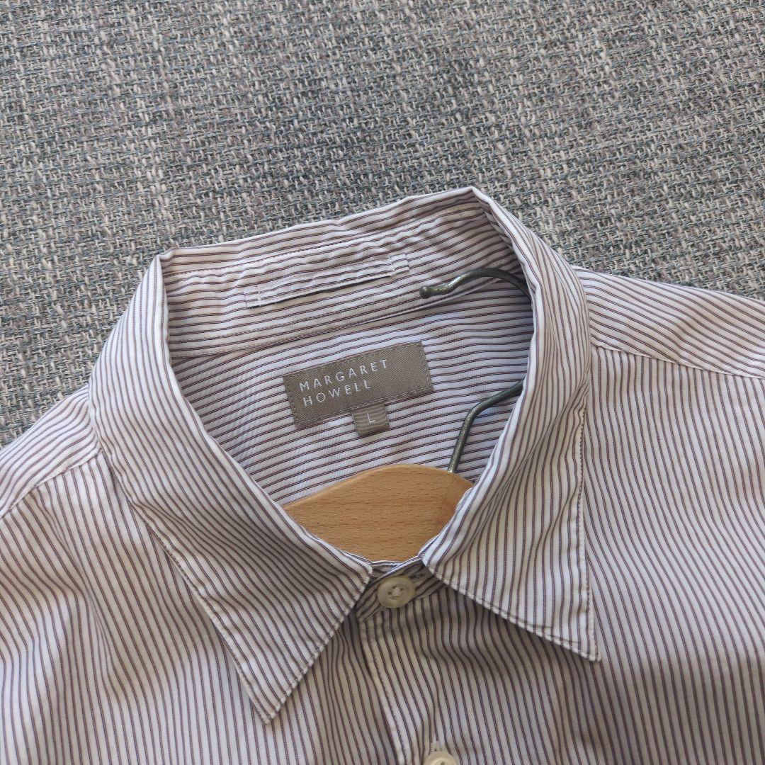 マーガレットハウエル　日本製　メンズ　ストライプシャツ　コットン