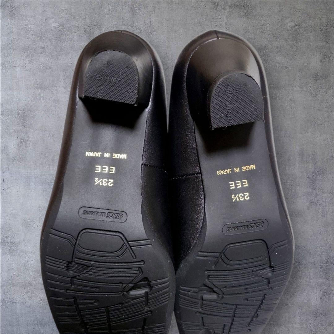 美品ASICSアシックスpedalaペダラ黒レザーパンプス23.5EEE