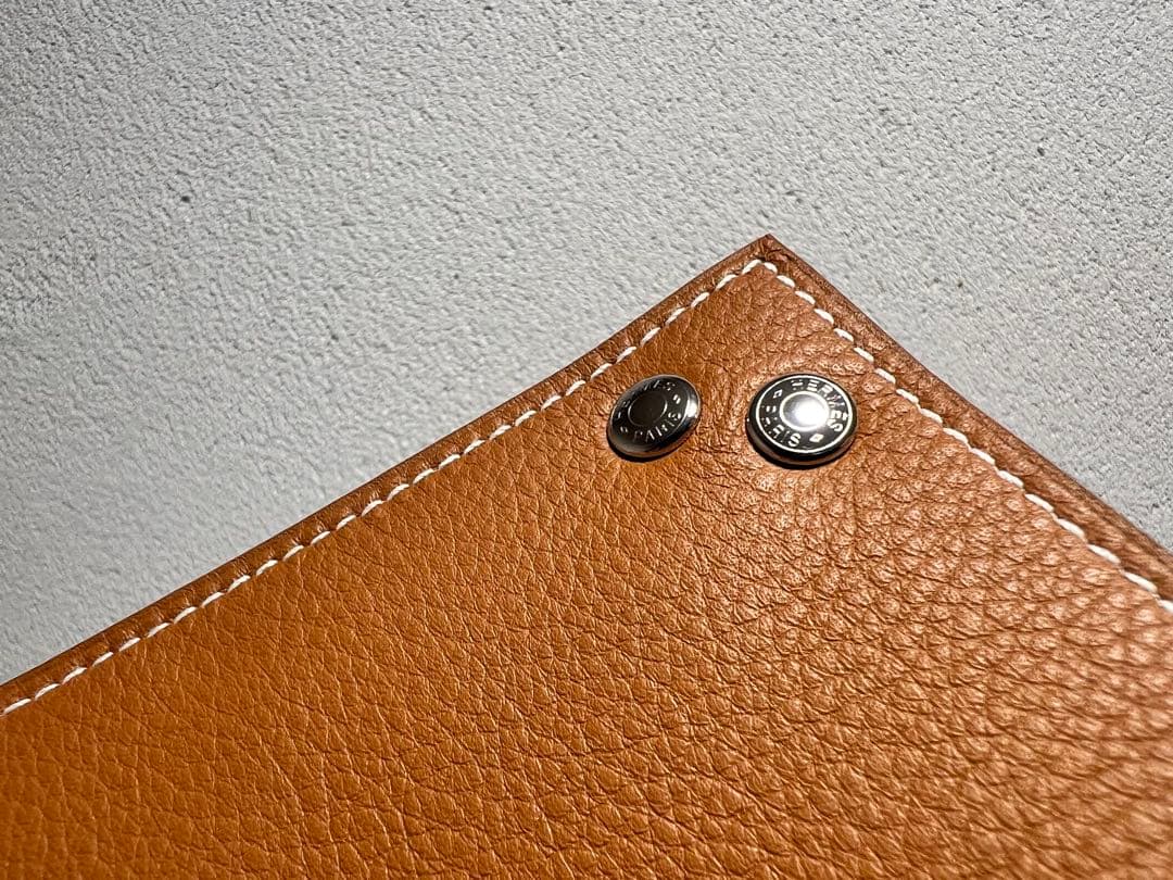 HERMES エルメスレザー 小物入れ アクセサリーケース 青/茶色