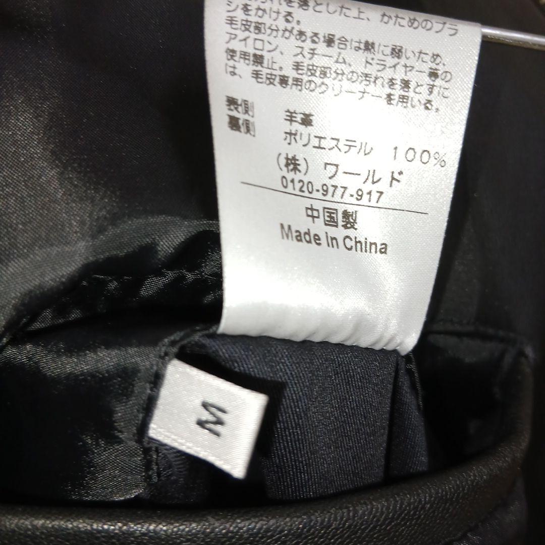 タケオキクチ襟付シングルライダースジャケットラムレザーMサイズ