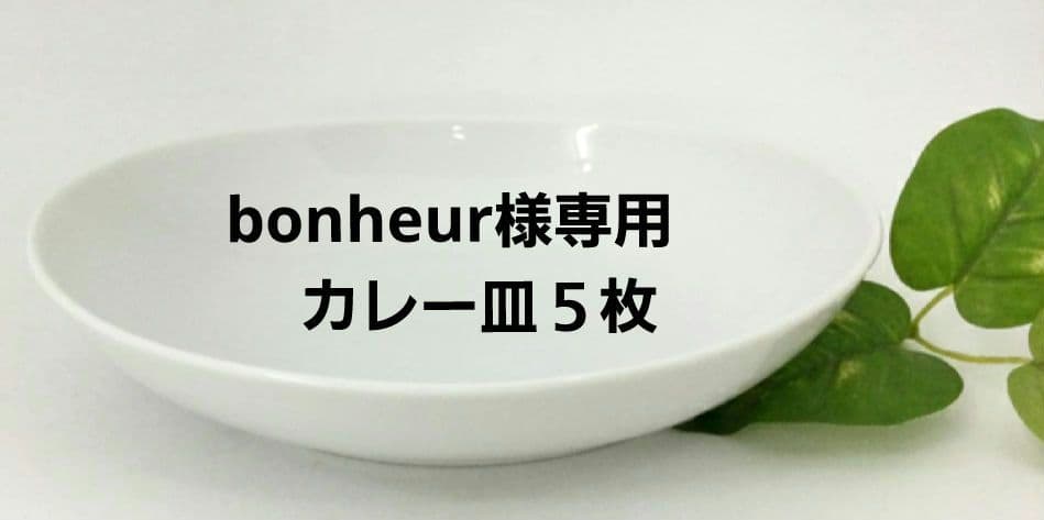 bonheur　ホワイト 陶磁器 カレー皿五枚セット
