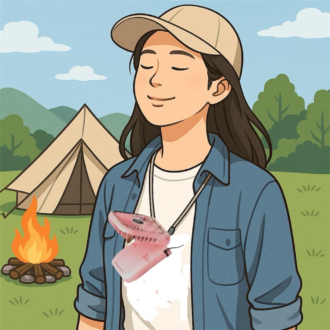 【首かけOK】ハンディファン 手持ち扇風機 充電　モバイルバッテリー　ピンク