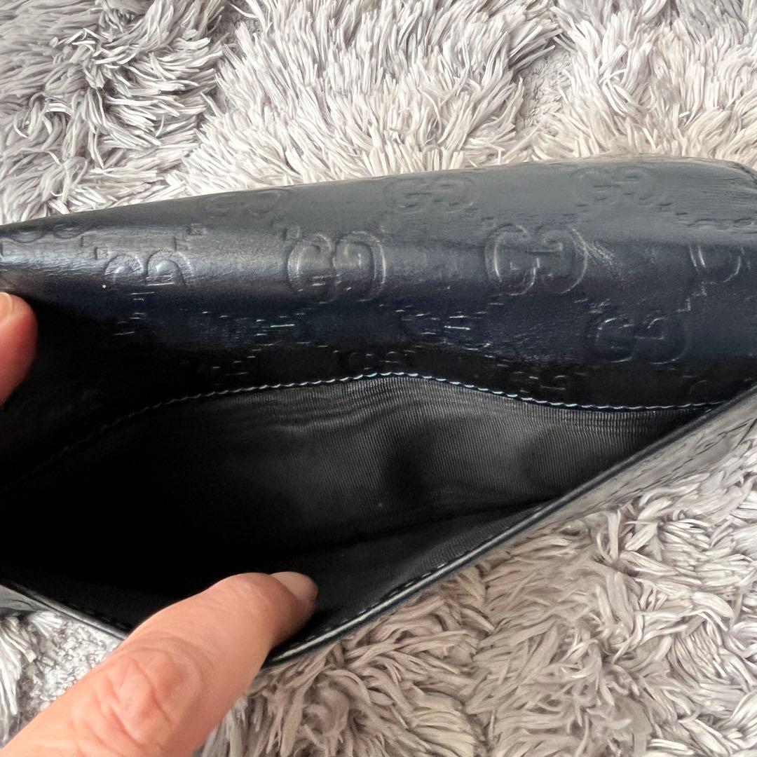 GUCCI シマ　長財布　ダークネイビー　メンズ　レディース