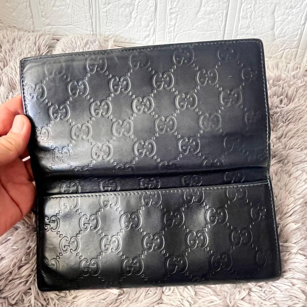GUCCI シマ　長財布　ダークネイビー　メンズ　レディース