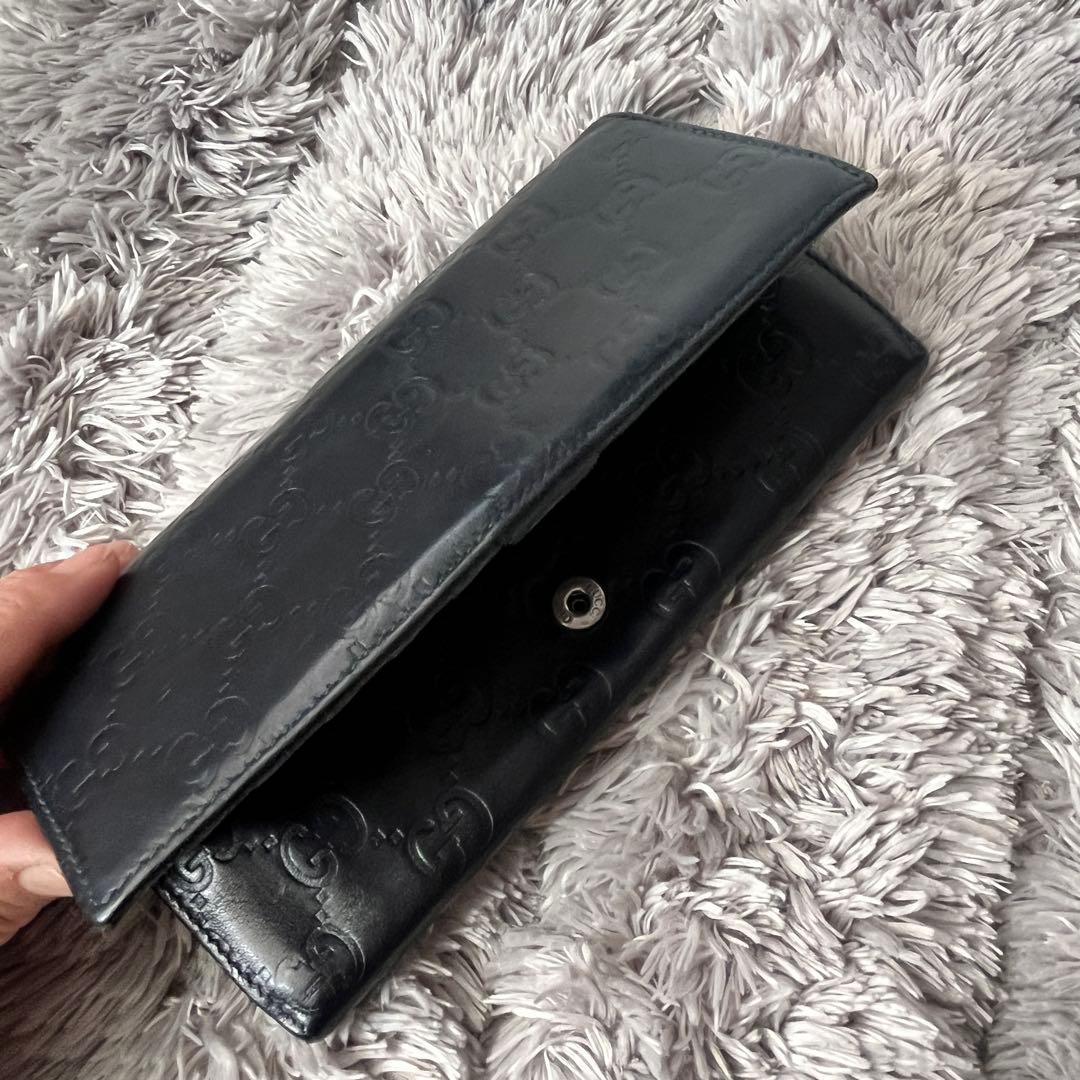 GUCCI シマ　長財布　ダークネイビー　メンズ　レディース