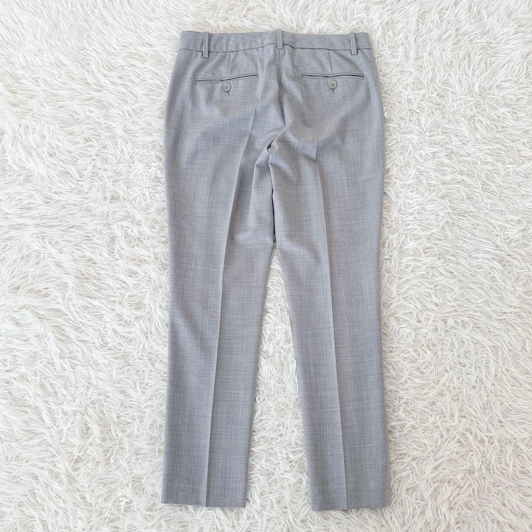 大きめサイズ4✨セオリー ノーカラー パンツスーツ セットアップ ライトグレー