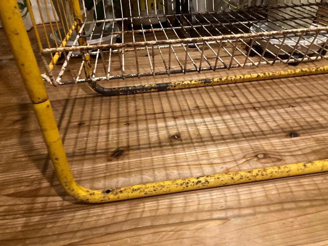 昭和レトロ　ワイヤーラック3段仕様　キャスター無ガーデニング　シャビーラック12