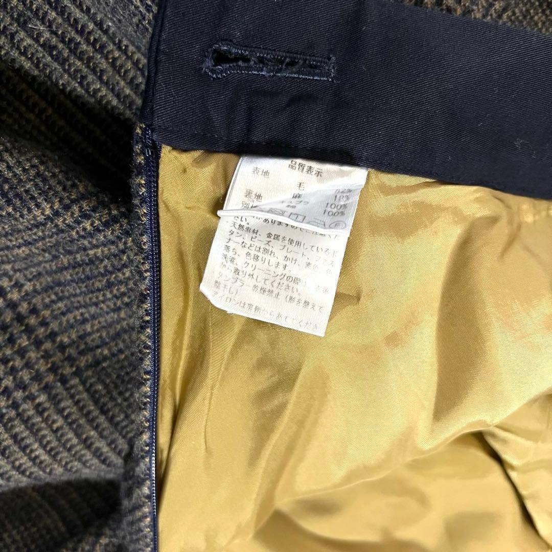 美品 現行 パラスパレス ウール × 麻 チェック ロングスカート3 L フレア