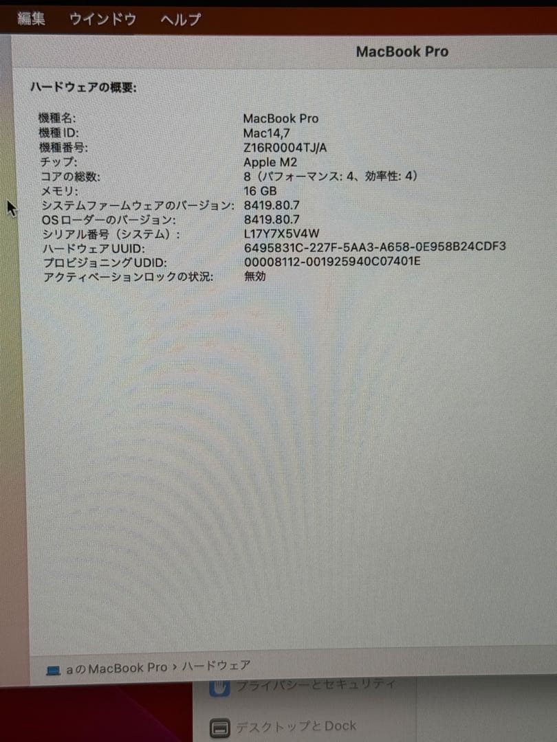 Apple MacBook Pro 13インチ 16GB 256GB