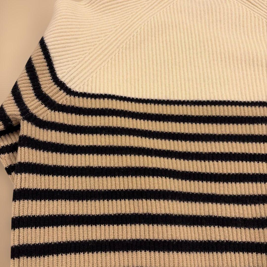 DRAWER 9Gウールカシミヤ あぜ編みボーダーニットドゥロワー