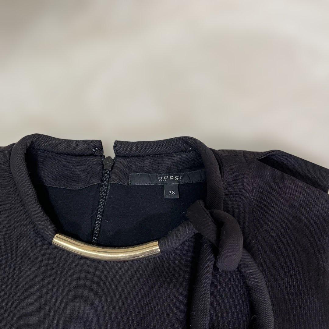 お慶びの日に上品な☆美品☆Gucci ブラック ノースリーブ ワンピース 38