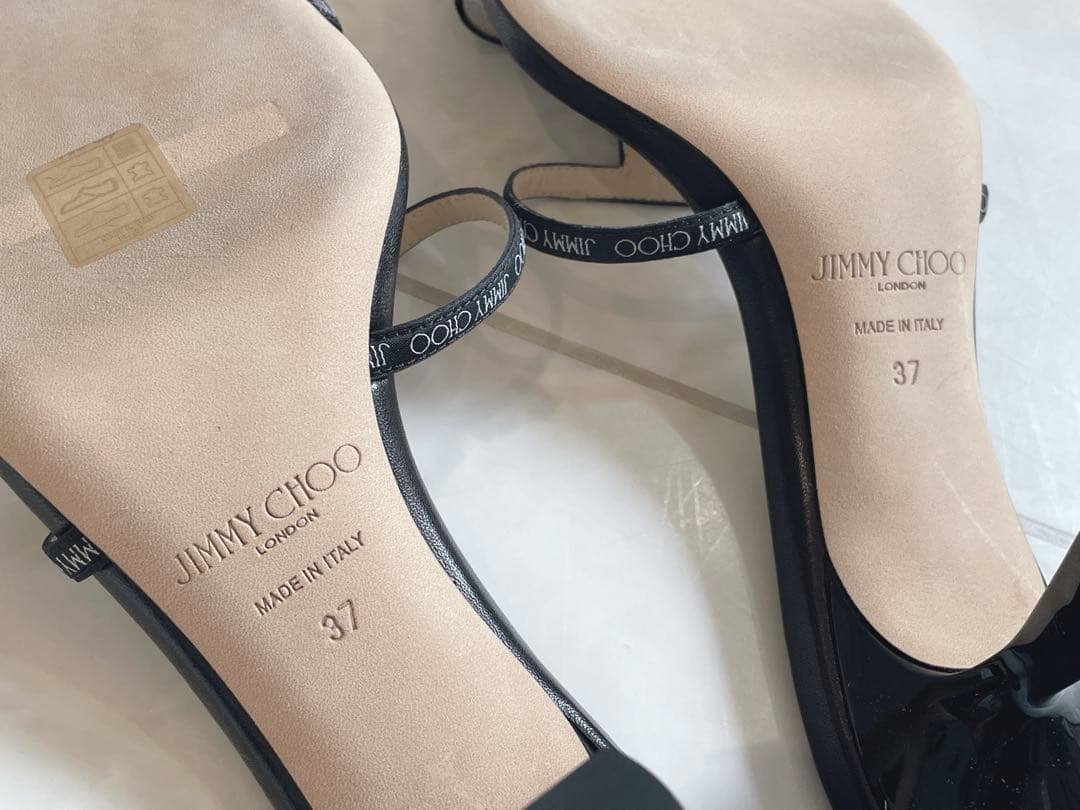 美品! JIMMY CHOO ジミーチュウ ロゴ ミュール サンダル 黒 24㎝