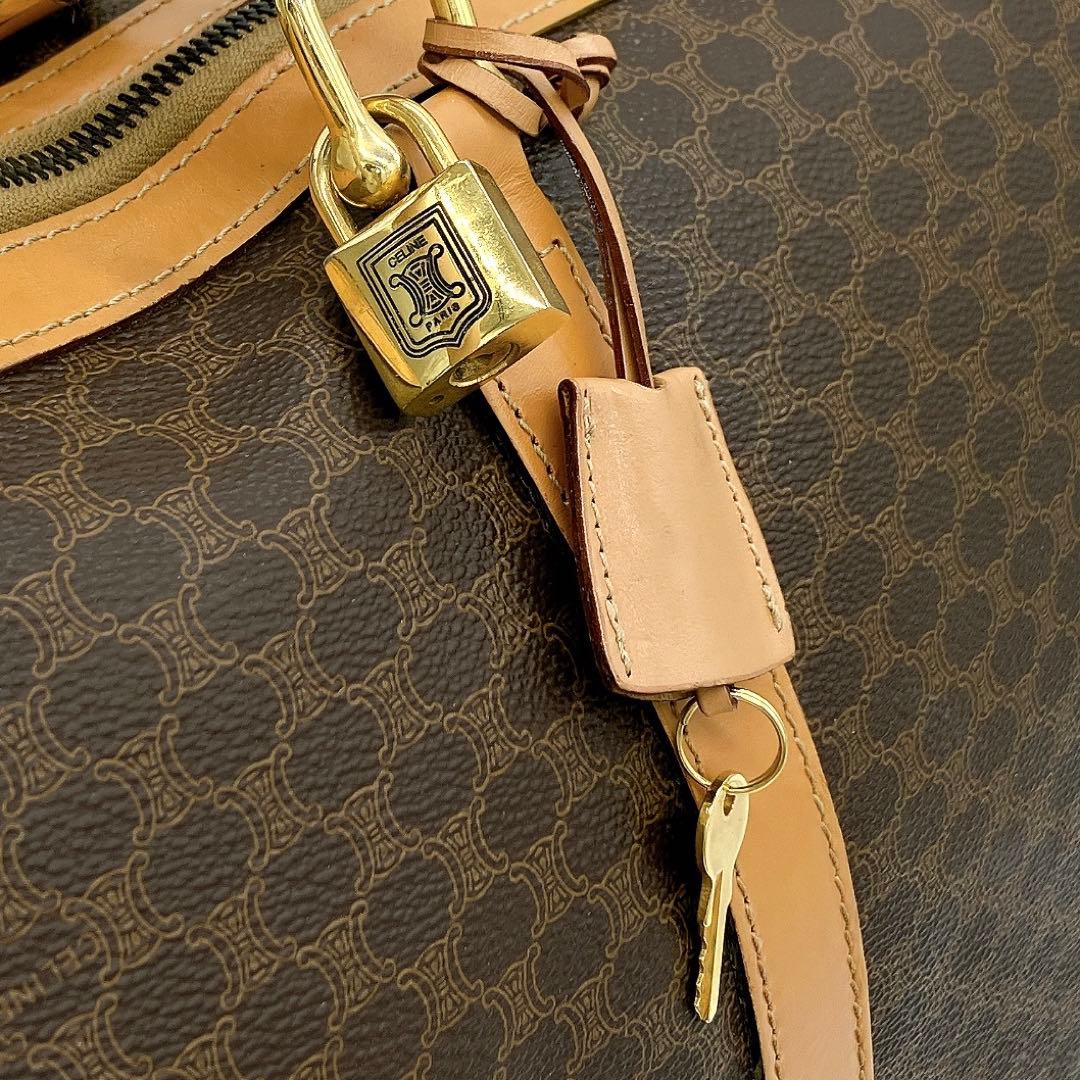 【CELINE】2wayバッグ　ボストンバッグ　マカダム柄　ゴールド金具　南京錠
