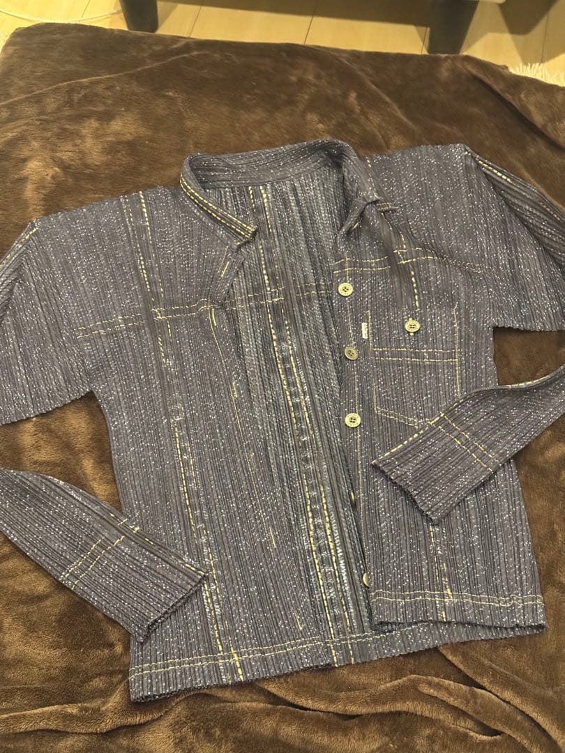 Pleats Please ダークブルー 長袖シャツ　サイズ3