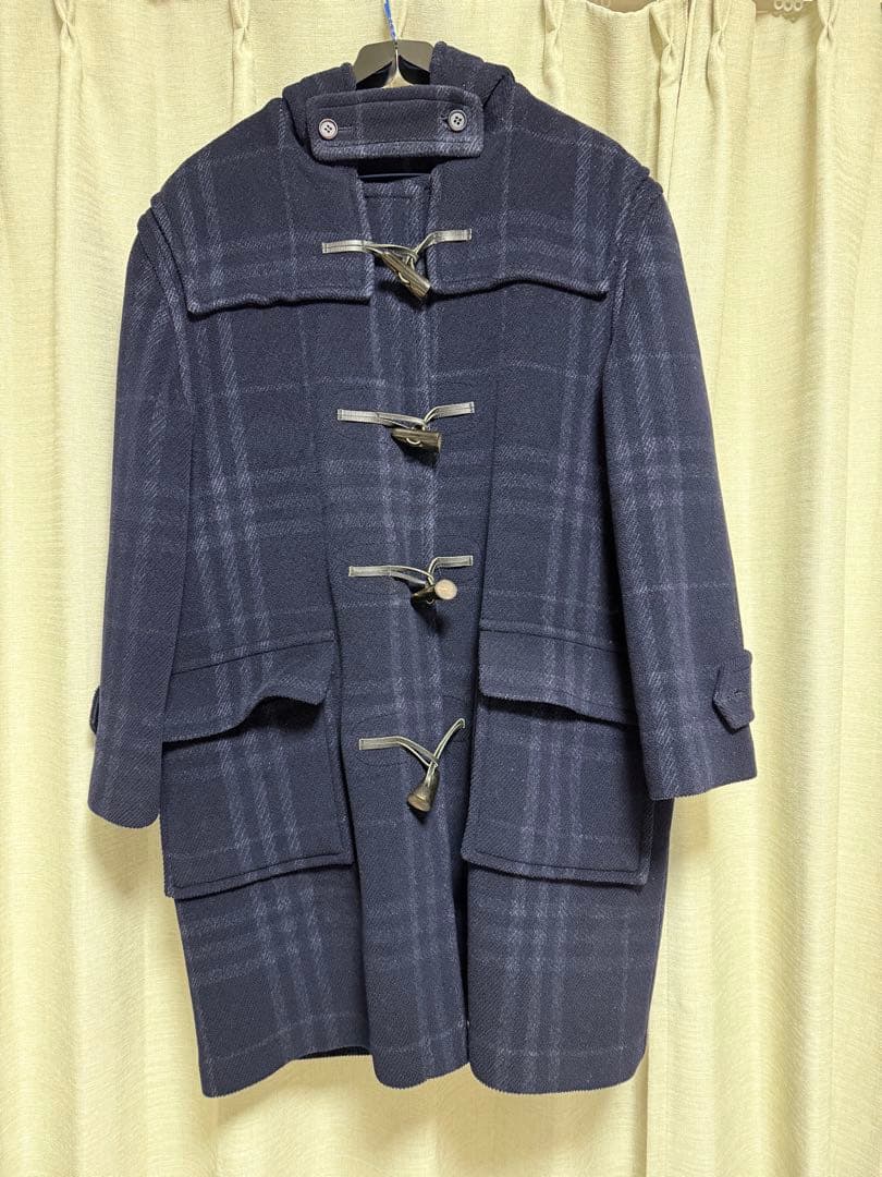バーバリー　ネイビー系チェック ダッフルコート