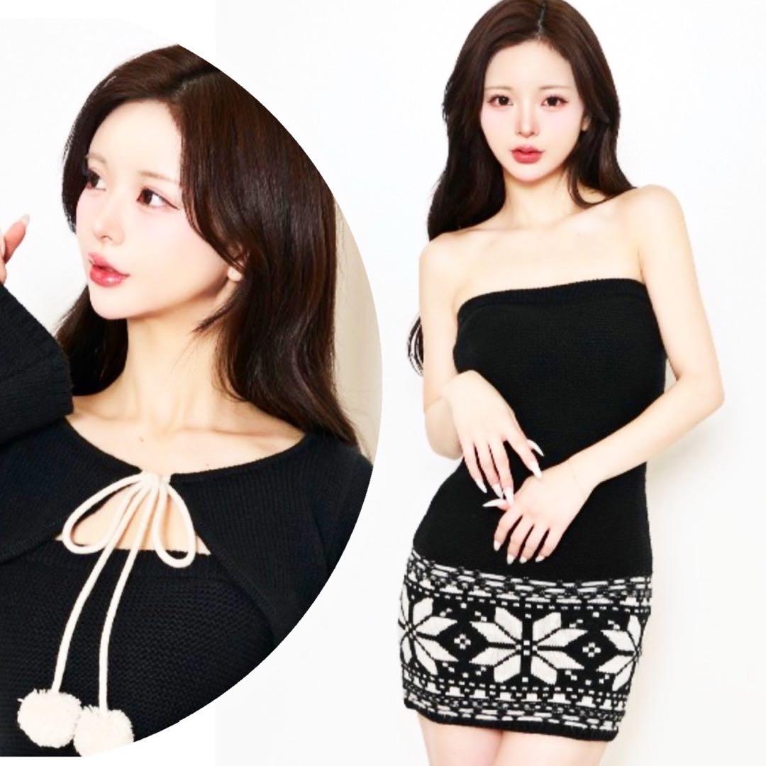 新品未開封　ダーリッチ　ノルディックパネルニットミニワンピース　FREE