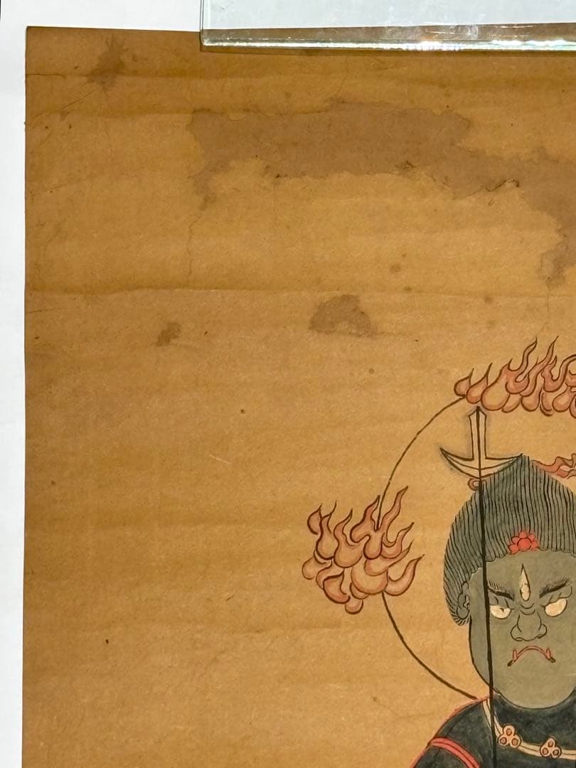 「天保八年筆 青面 金剛 庚申」彩色木版刷り 1枚|和本仏教美術仏画 密教