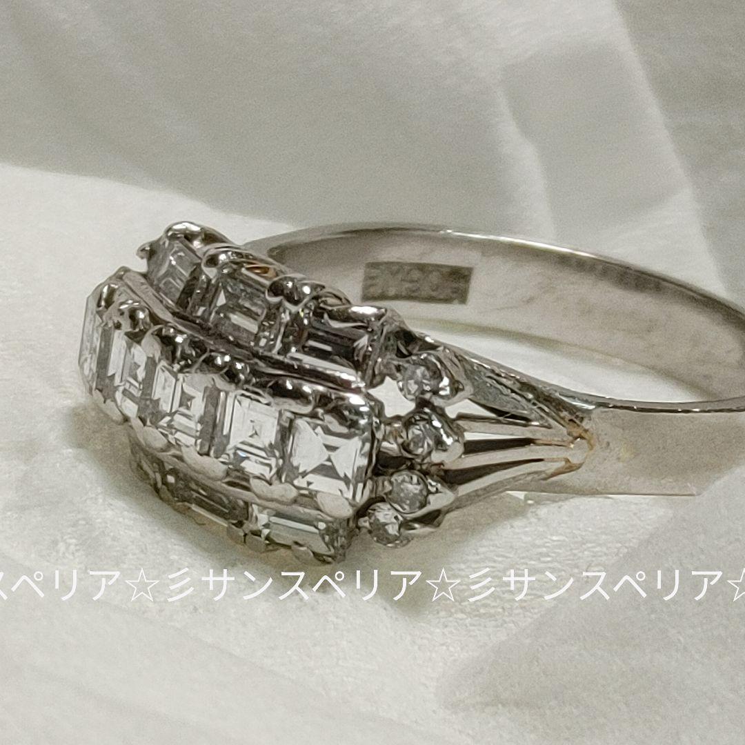 Pt900 カットの共演 天然ダイヤモンドリング5.82g