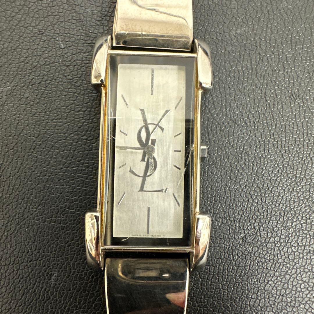 ★稼働中YSLメンズ腕時計★ロゴ入りスクエアフェイス ステンレスベルト