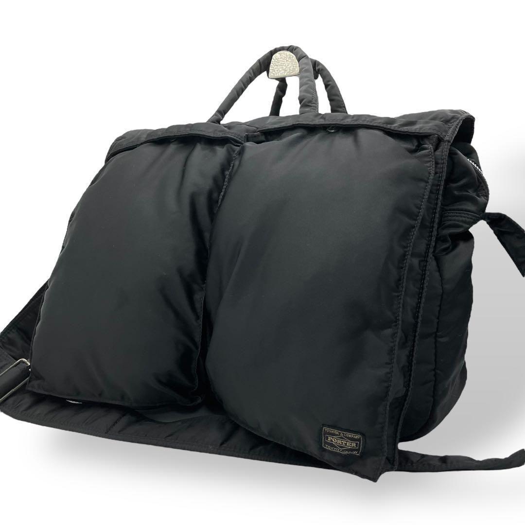 美品 2034 PORTER TANKER ビジネスバッグ 2way フラップ
