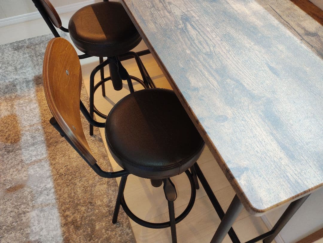 カウンターテーブル カウンターチェア2脚 美品 引取限定