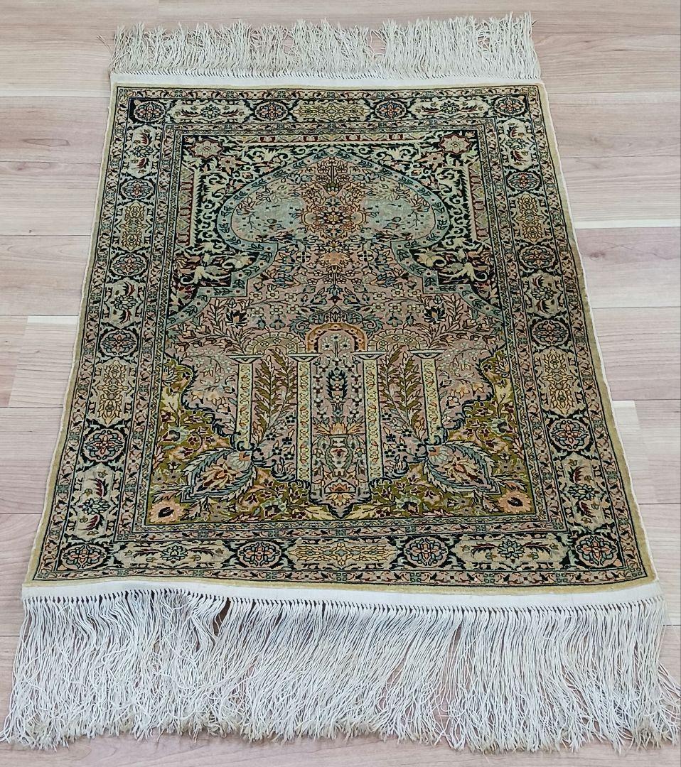 専用Y2811 シルク100% 細密手織り100万ノット ペルシャ絨毯