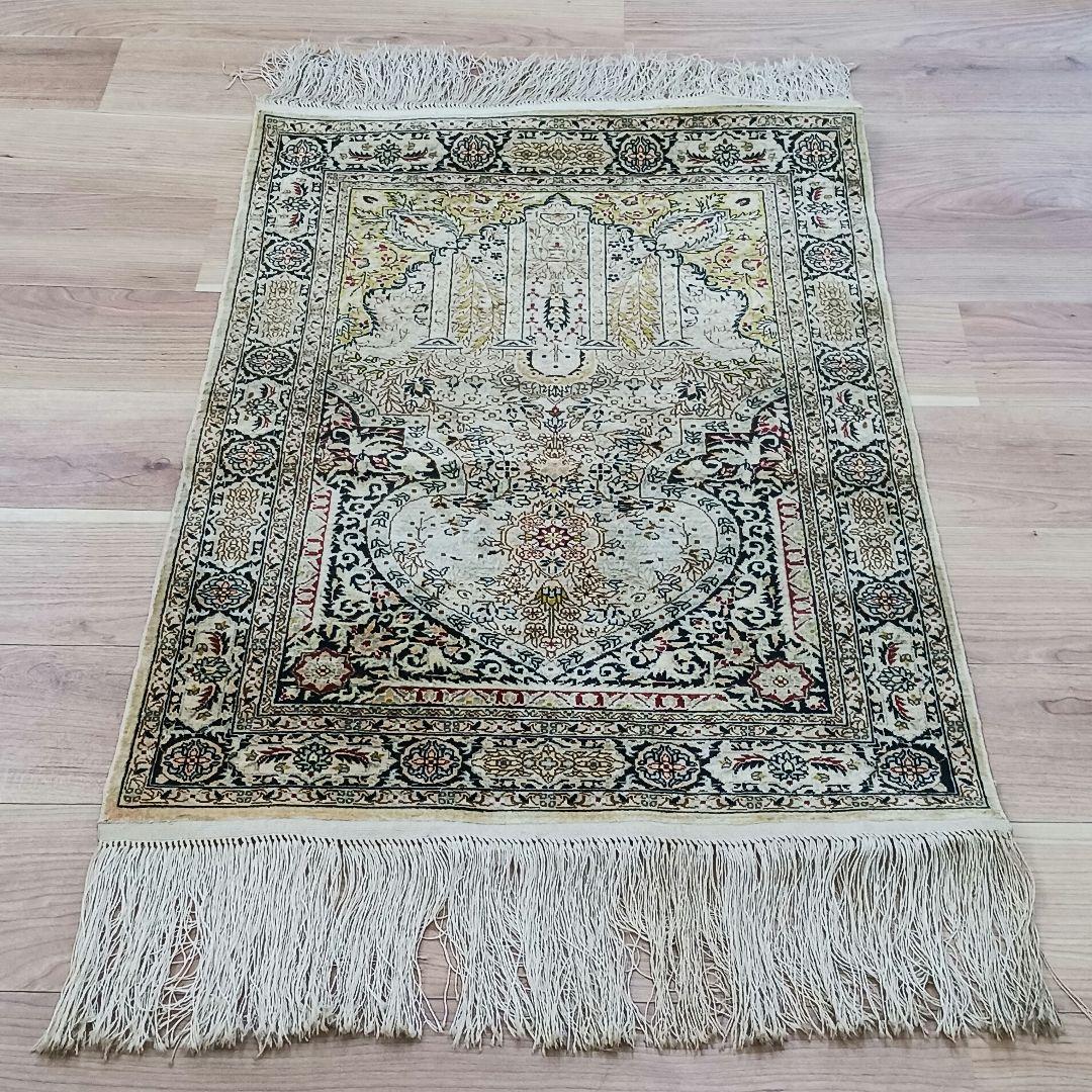 専用Y2811 シルク100% 細密手織り100万ノット ペルシャ絨毯