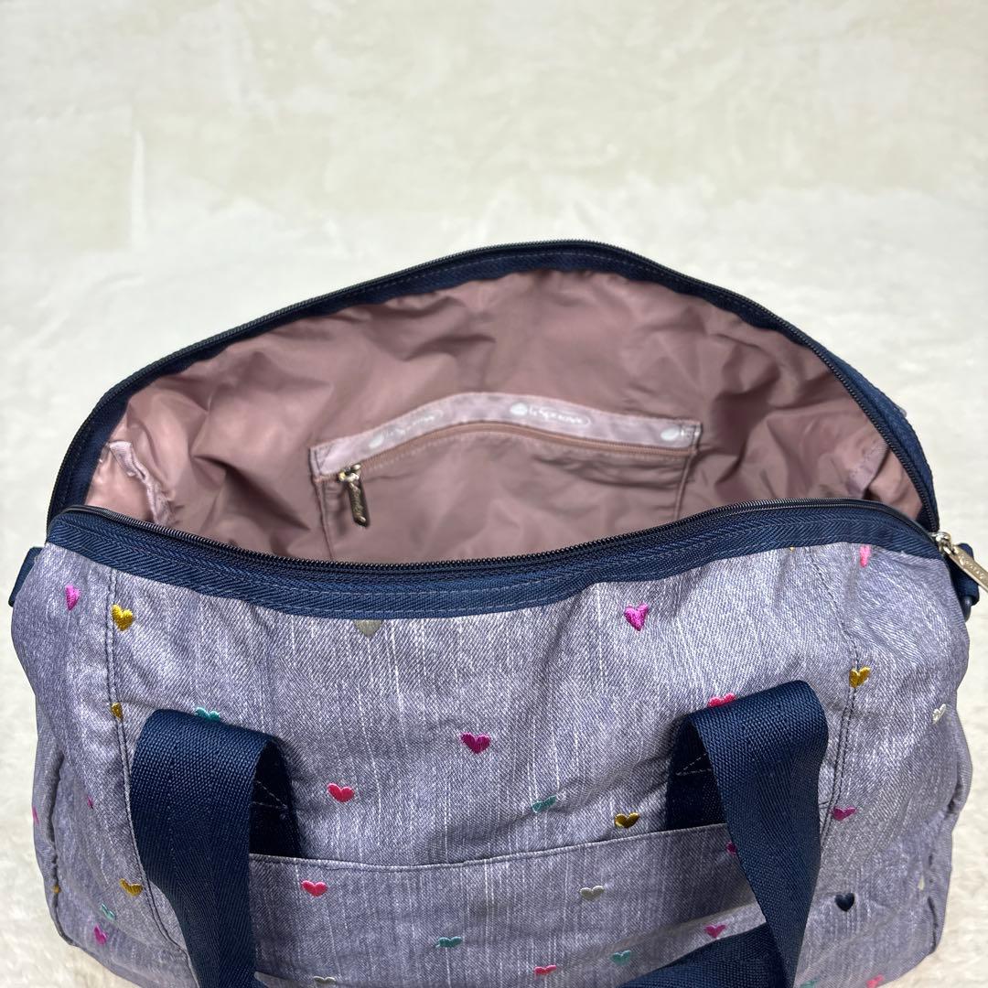 美品レスポートサック ショルダーバッグ　キャリーオン　デニム調　刺繍