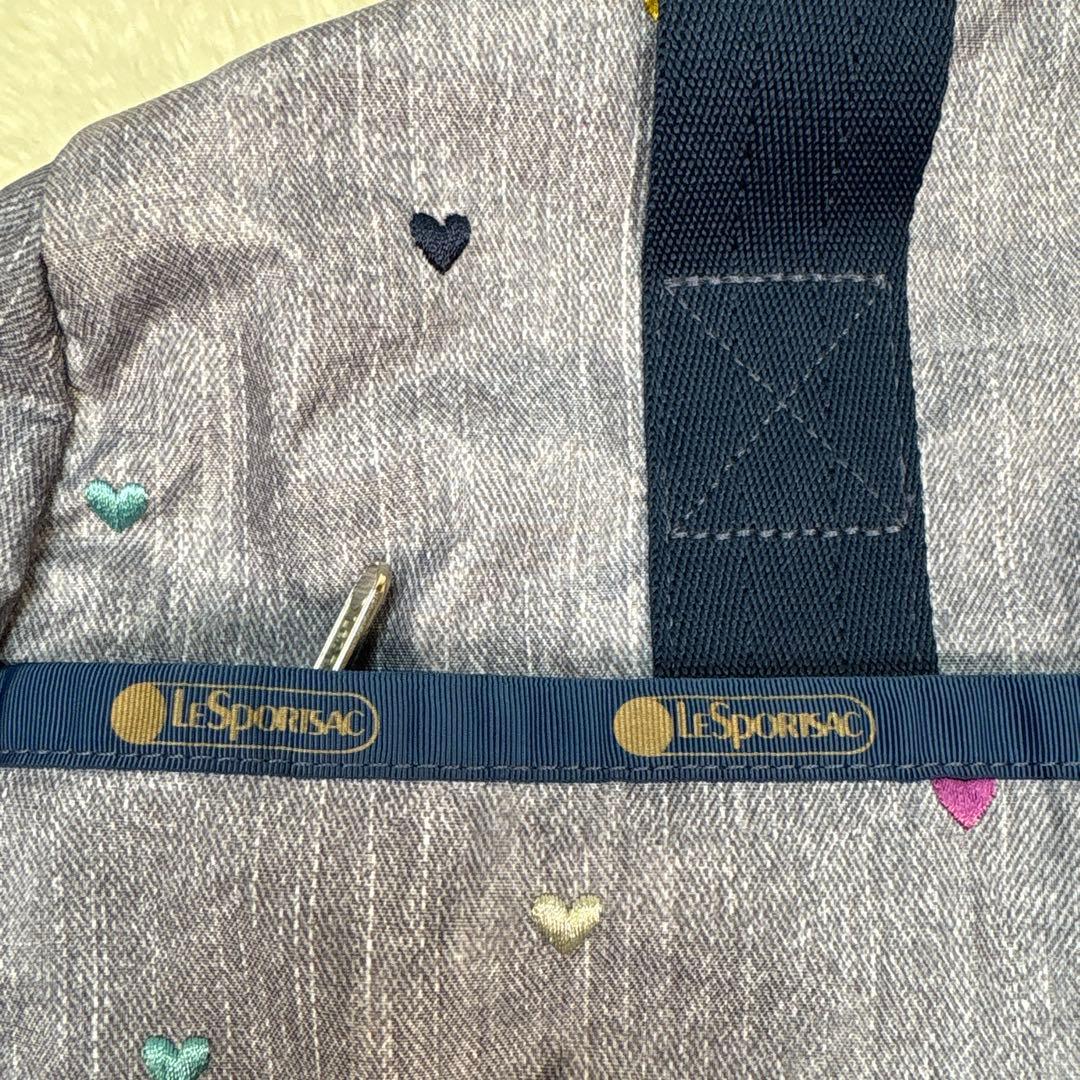 美品レスポートサック ショルダーバッグ　キャリーオン　デニム調　刺繍