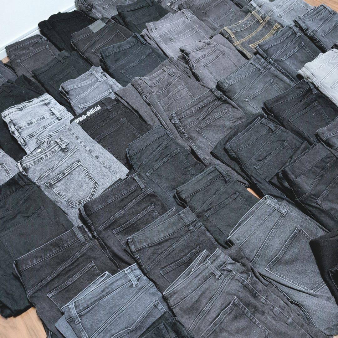 ブラックデニムパンツ 50本まとめ売り リメイク素材 ハンドメイド生地 はぎれ