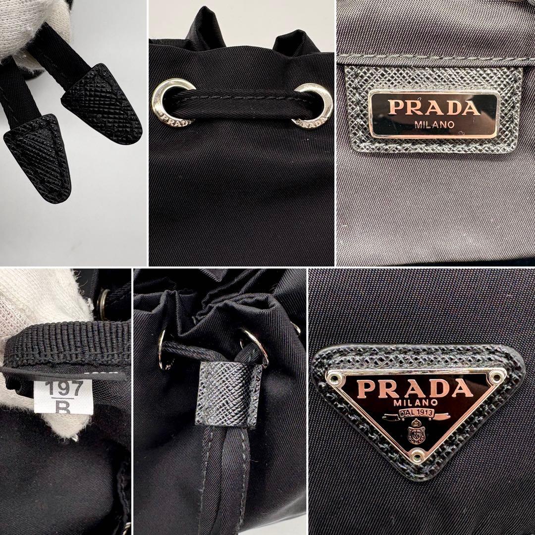 【近年型 極美品】PRADA サフィアーノ テスートナイロン 巾着 ポーチ 黒