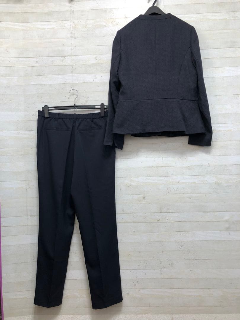 新品☆LLトール紺系♪フォーマルパンツスーツ3点♪ツイード調ジャケット〇D159