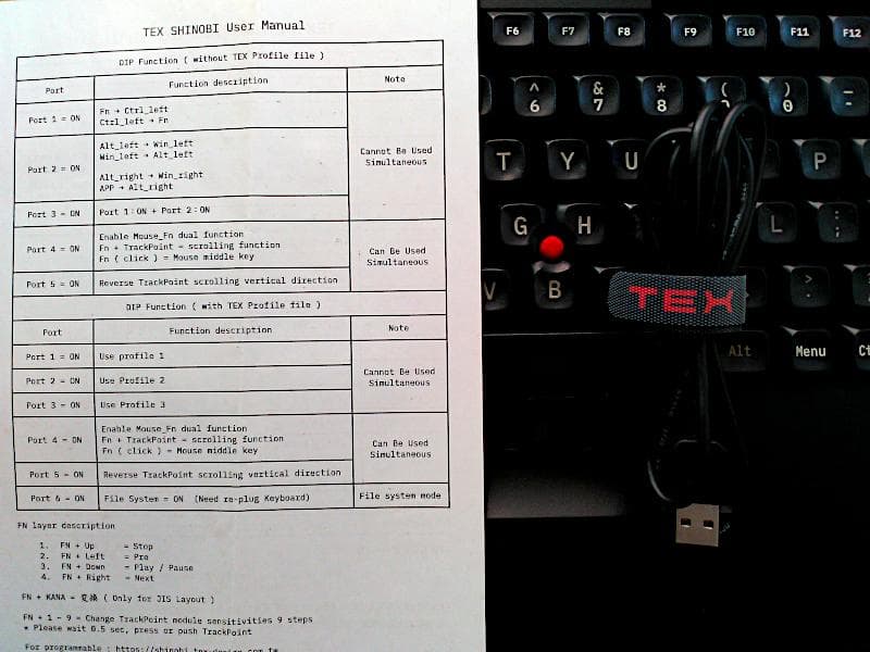 TEX Shinobi US配列キーボード TrackPoint付き