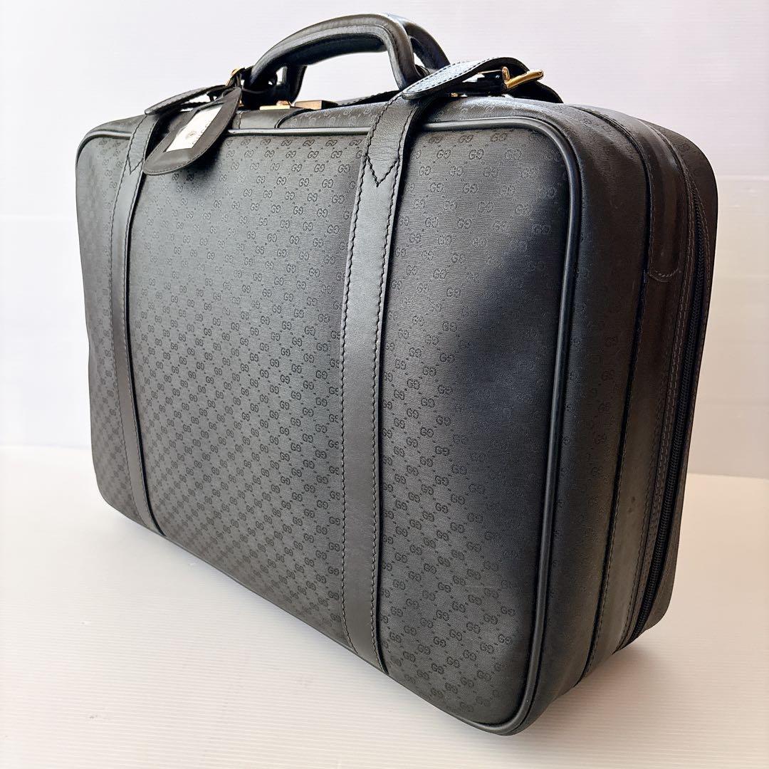 ✨美品✨グッチマイクロGG トランクケース　レザー　黒　旅行カバン　ボストン