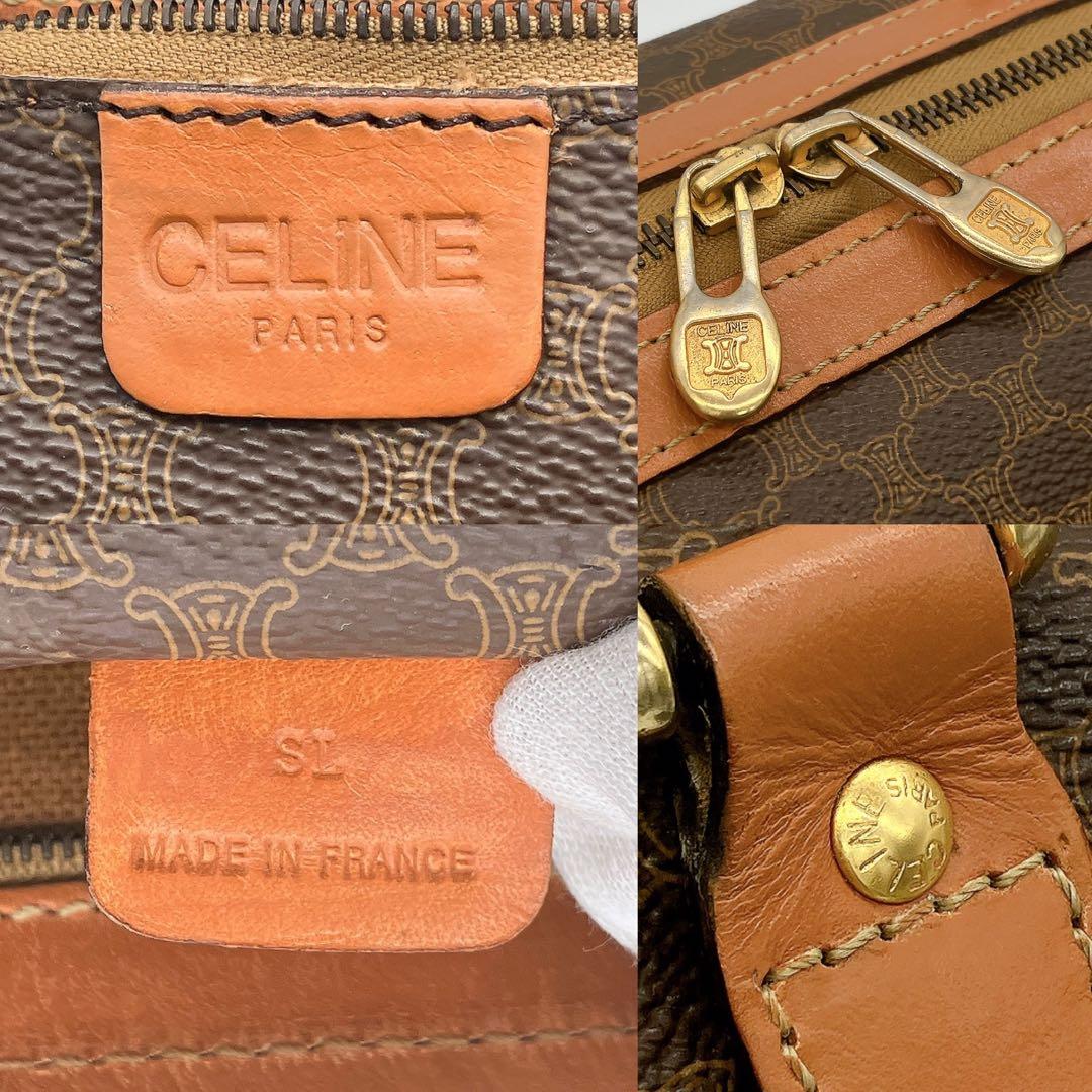 【CELINE】2wayバッグ　ボストンバッグ　マカダム柄　ゴールド金具　PVC