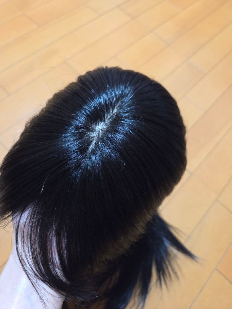 人毛ミックスロングストレートウィッグ 黒