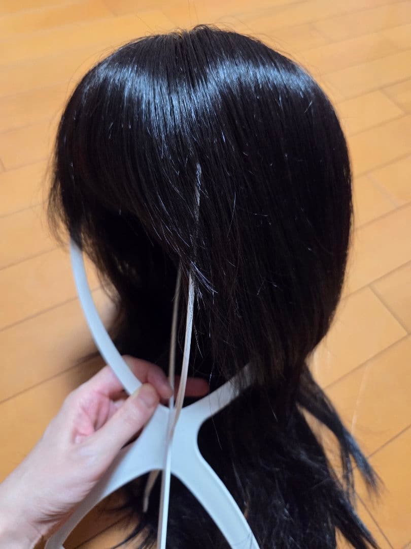 人毛ミックスロングストレートウィッグ 黒