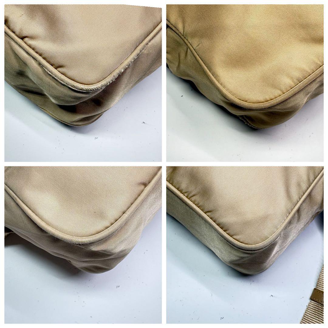 PRADA ショルダーバッグナイロンベージュギャランティカードロゴプレート