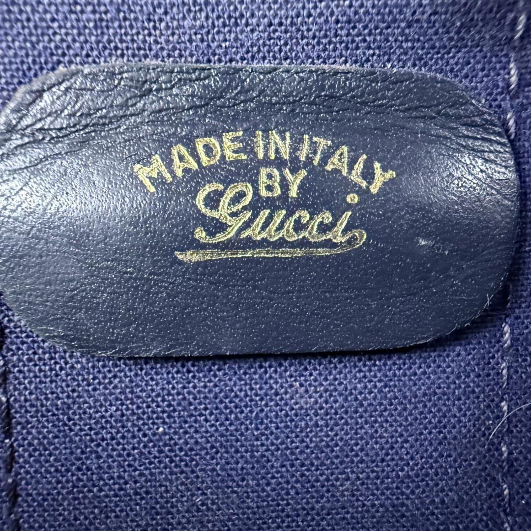 オールドグッチ シェリーライン GG柄 ボストン ハンドバッグ ネイビー