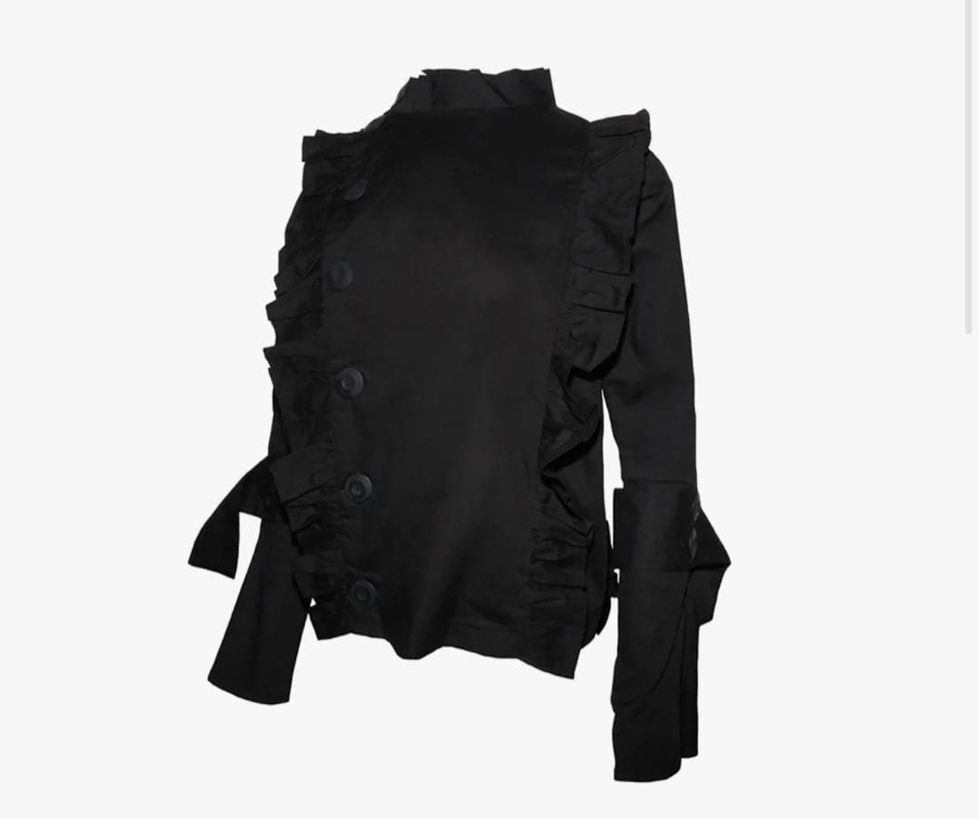 トップス theredthread button frill blouse black