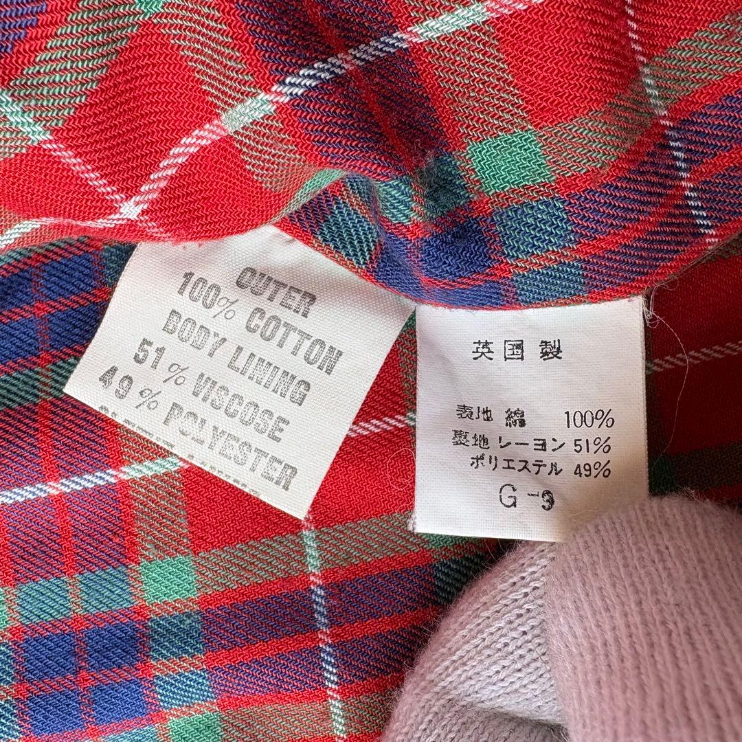 80s BARACUTA G9 ハリントンジャケット UK製 チェック 短丈