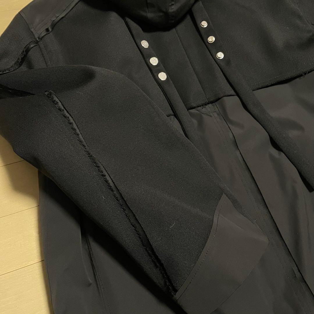 最終価格 希少 超美品■C2H4■異素材 切替 パフ デザインコート 黒