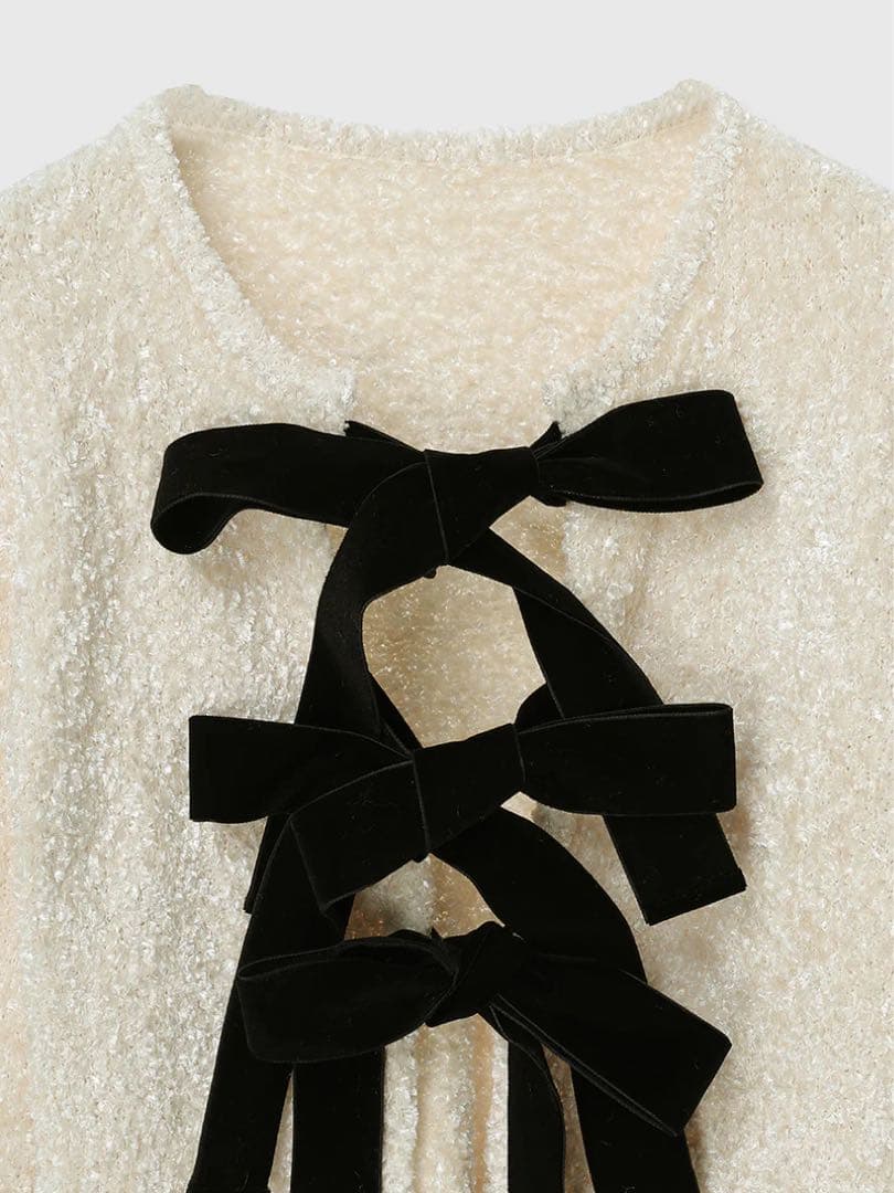 【超美品】eimyistoire フロントリボンニットトップス ホワイト