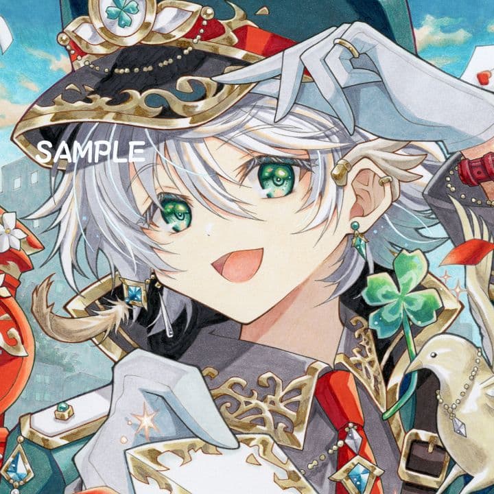 手描きイラスト色紙＆ポストカード5枚セット【Postman】原画/オリジナル