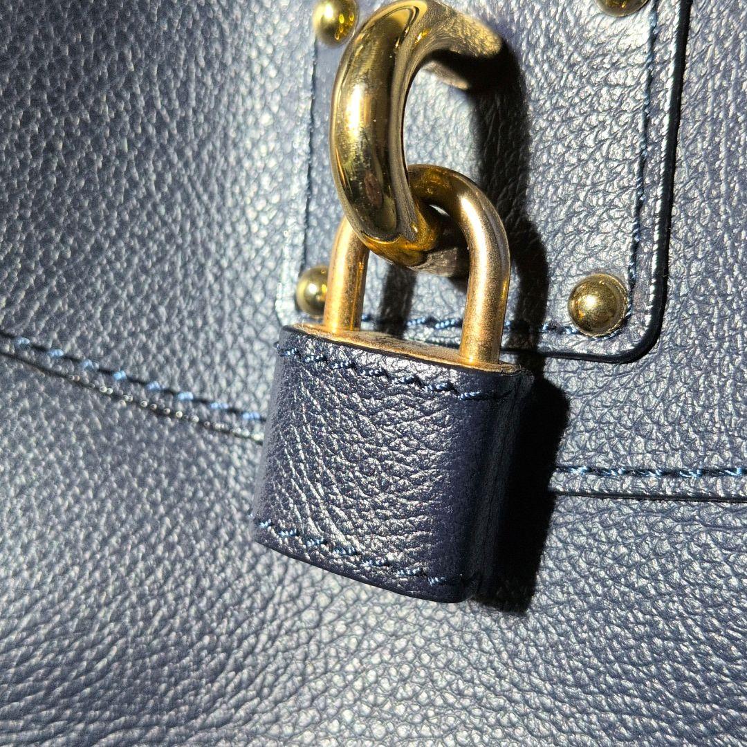 【極美品 A4◎】ハマノ　ペアシェイプ　トートバッグ　カデナ　シボ革　ネイビー