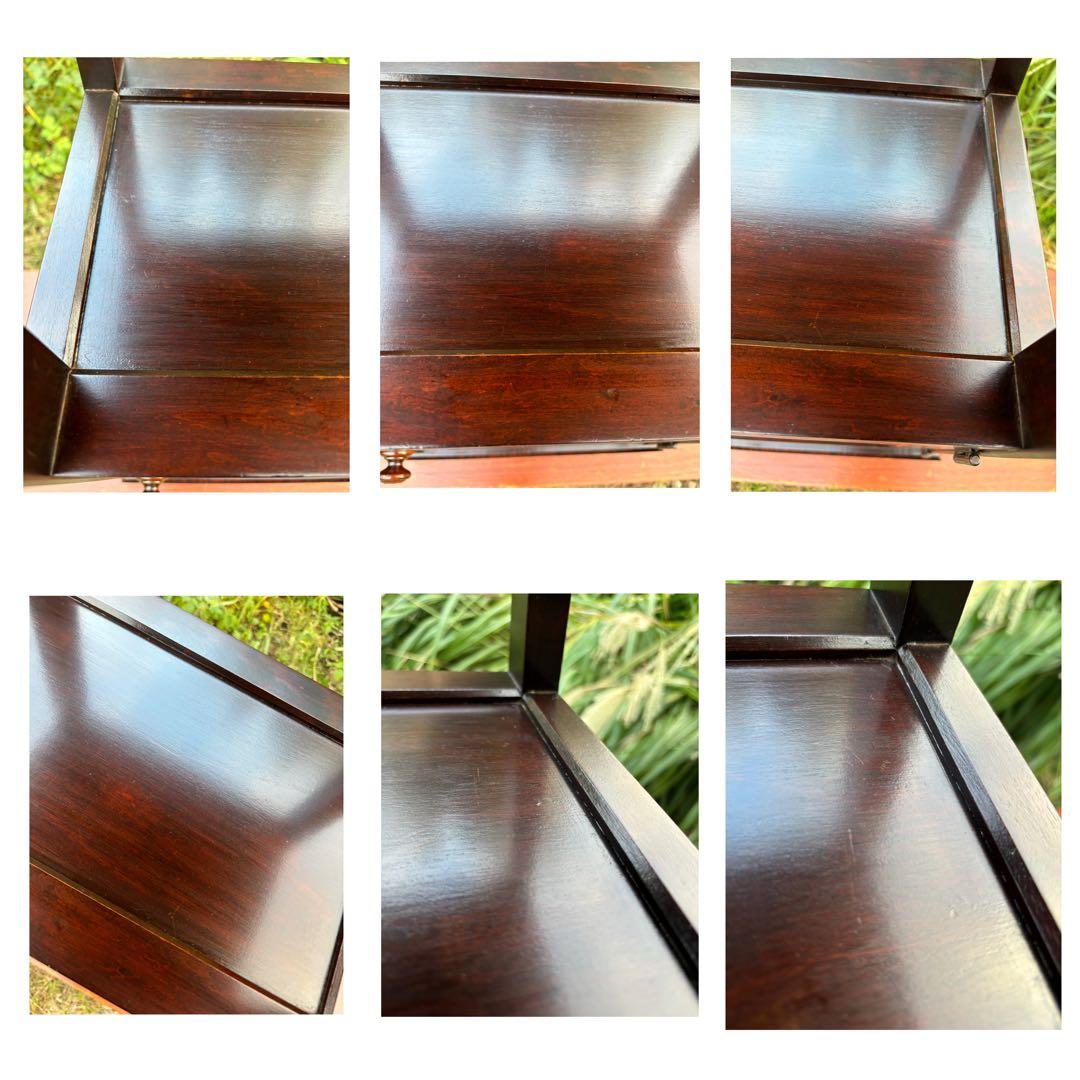 北海道民芸家具 カバ無垢材 電話台 サイドテーブル 飾り台 花台