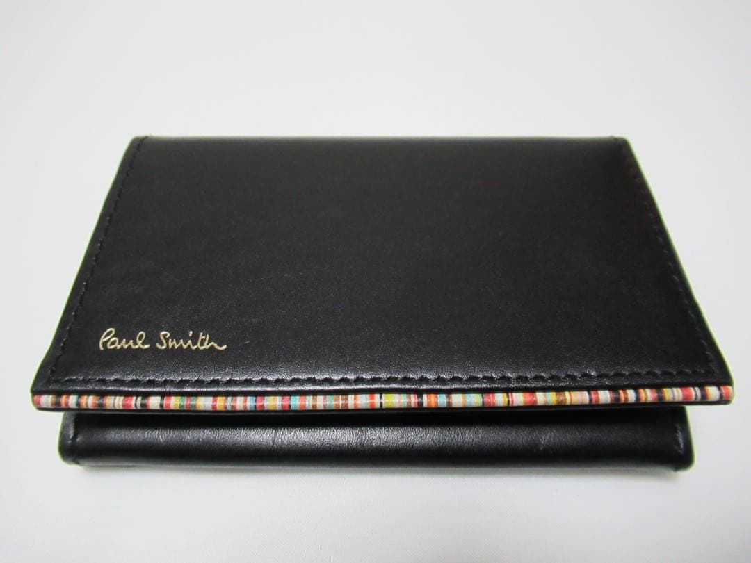 ポールスミス 新品訳あり！マルチストライプポイント牛革名刺入れ カードケース