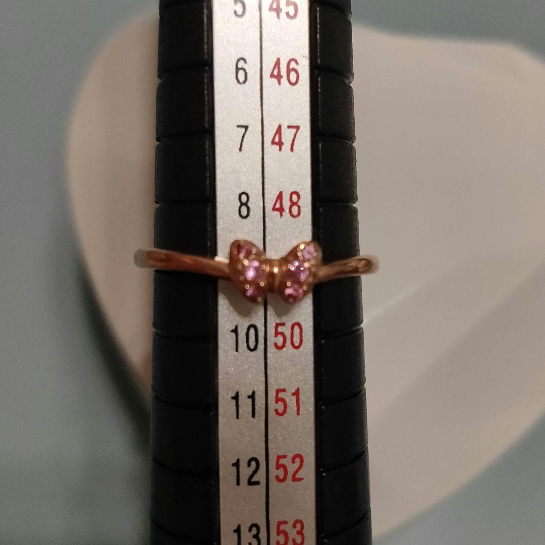 リボン　ミニーモチーフ ピンクゴールドK10　9号