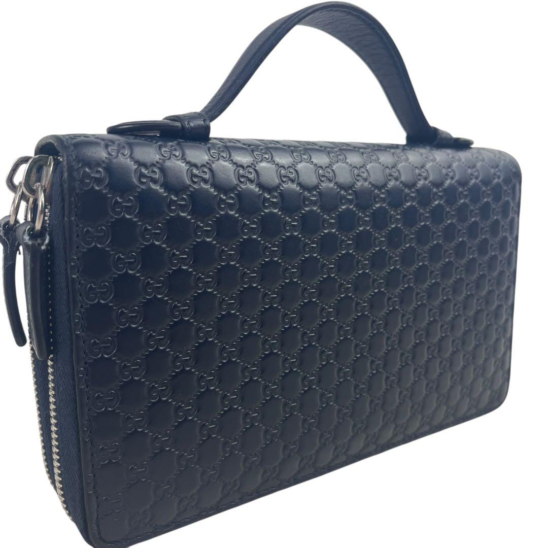 大容量 グッチ トラベルケース 長財布 ダブルファスナー レザー マイクロシマ