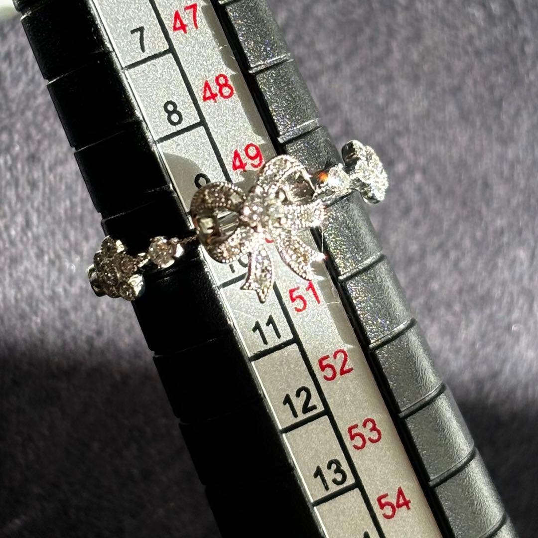 Abheri プラチナ リボン ダイヤモンド リング